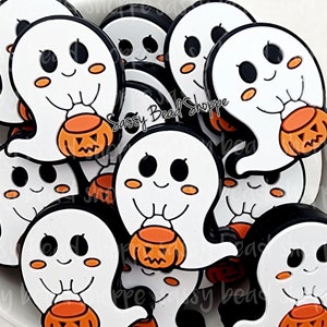 Trick or Treat Ghost Silicone Beads, Ghost Silicone Beads, Focal Beads, Silicone Beads, Halloween Beads, Beads for Pens, Beads for Wristlet