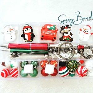 Christmas Time Craft Kit, Beadable Pens, Beaded Pens, DIY Craft, Focal Beads, Custom Pens, Keychain Bar Rod, Beaded Keychain, Bulk Beads