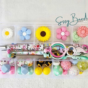 Secret Garden Bead Craft Kit, Beadable Pens, Beaded Pens, DIY Craft, Focal Beads, Custom Pens, Keychain Bar Rod, Beaded Keychain, Bulk Beads