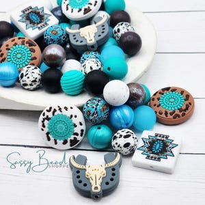 Let&#39;s Get Western Silicone Bead Mix, Bulk Set, Beads for Pens, Silicone Beads, Wristlet, Keychain, Lanyard