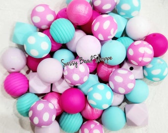 Summer Kiss Silicone Bead Mix ~ 15mm Set of 24 for Scribes & Keychains