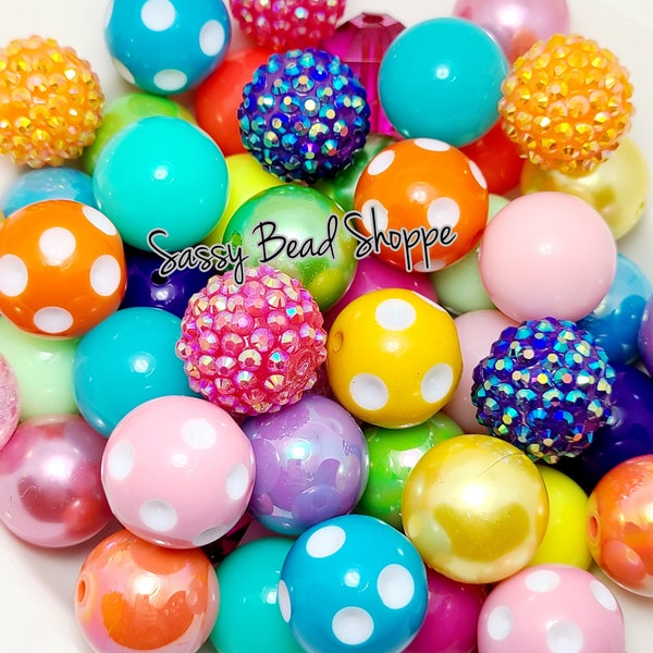 Be Bold 20mm Bubblegum Beads Set of 24, M&M Bubbles, Pink Blue Orange Purple Bubble Gum Beads, Chunky Beads, Keychain Bubblegum Bead Mix,