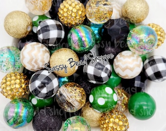 Pot Of Gold 20mm Acrylic Beads Set of 24, DIY Bead Mix for Beadable Pens, Jewelry Making, Cookie Scribes, Bracelets, Necklaces, Keychains
