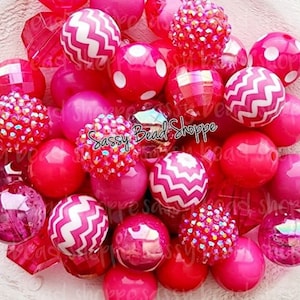 Pink Perfection 20mm Bubblegum Beads Set of 24, Bubble Gum Beads, Acrylic Beads, Bubblegum Bead Mix, Bulk Beads, Wholesale, Pink