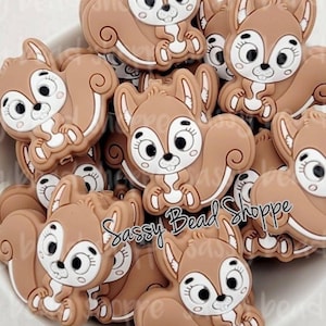 Brown Squirrel Silicone Beads, Squirrel Silicone Pendant, Squirrel Shaped Silicone Beads, Focal Beads, Wholesale Silicone, Squirrel  Beads