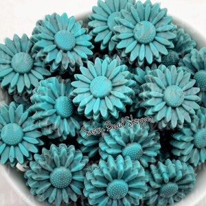 22mm Turquoise Marble Daisy Silicone Beads, Flower Shaped Silicone Beads, Daisy Silicone Bead, Focal Beads, Silicone Beads, Wholesale Beads