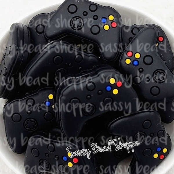 Black Gaming Controller Silicone Beads, gaming, controller, xbox, playstation, Silicone Beads, Focal Beads, Wholesale, pendant Beads