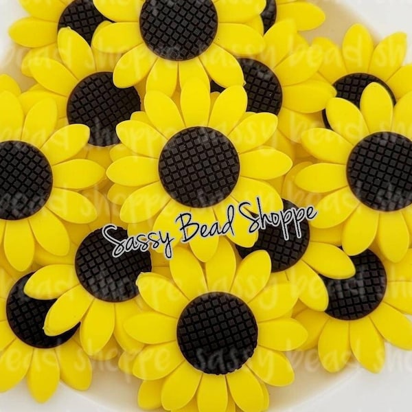 40mm Sunflower Silicone Beads, Large Sunflower Silicone Pendant, Sunflower Bead, Flower Silicone Beads, Silicone Beads, Focal Beads, Flower
