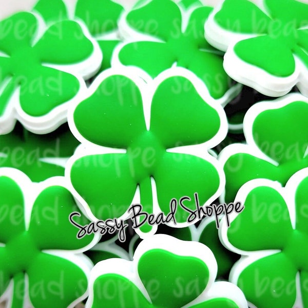 Four Leaf Clover Silicone Beads, Clover Shape Silicone Beads, Loose Silicone Beads, Focal Beads, Silicone Beads, St. Patrick's Day Beads