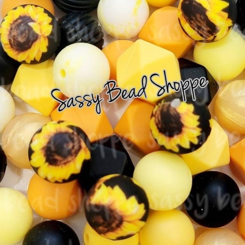Pickin' Sunflowers Silicone Bead Mix 4 Sunflower Beads Etsy