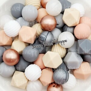 Beige Babe Silicone Bead Mix, Set of 24, Bulk Mix of Silicone Beads, Silicone Beads, Beaded Pens, Keychain, Beads for Pens, Pen Beads