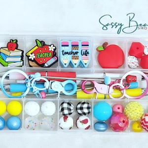 Teachers Gift Bead Craft Kit, Beadable Pens, Beaded Pens, DIY Craft, Focal Beads, Custom Pens, Keychain Bar Rod, Beaded Keychain, Bulk Beads