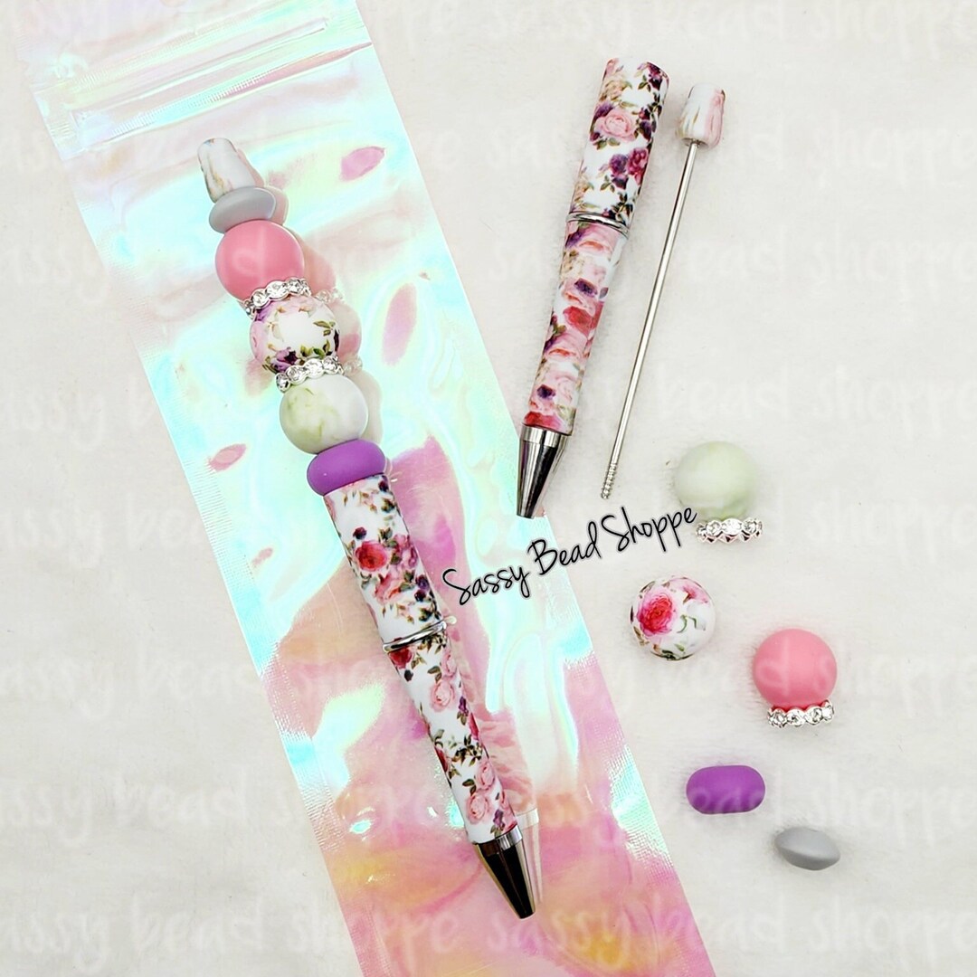Rosey Posey Beadable Pen Kit, Flower DIY Craft PLASTIC Pen Kit