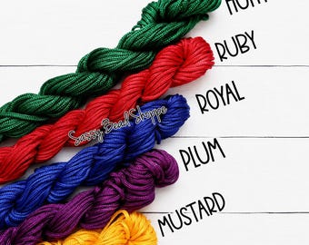 Bright Nylon Cord, 2 mm, 13 Yards, Choose Your Color