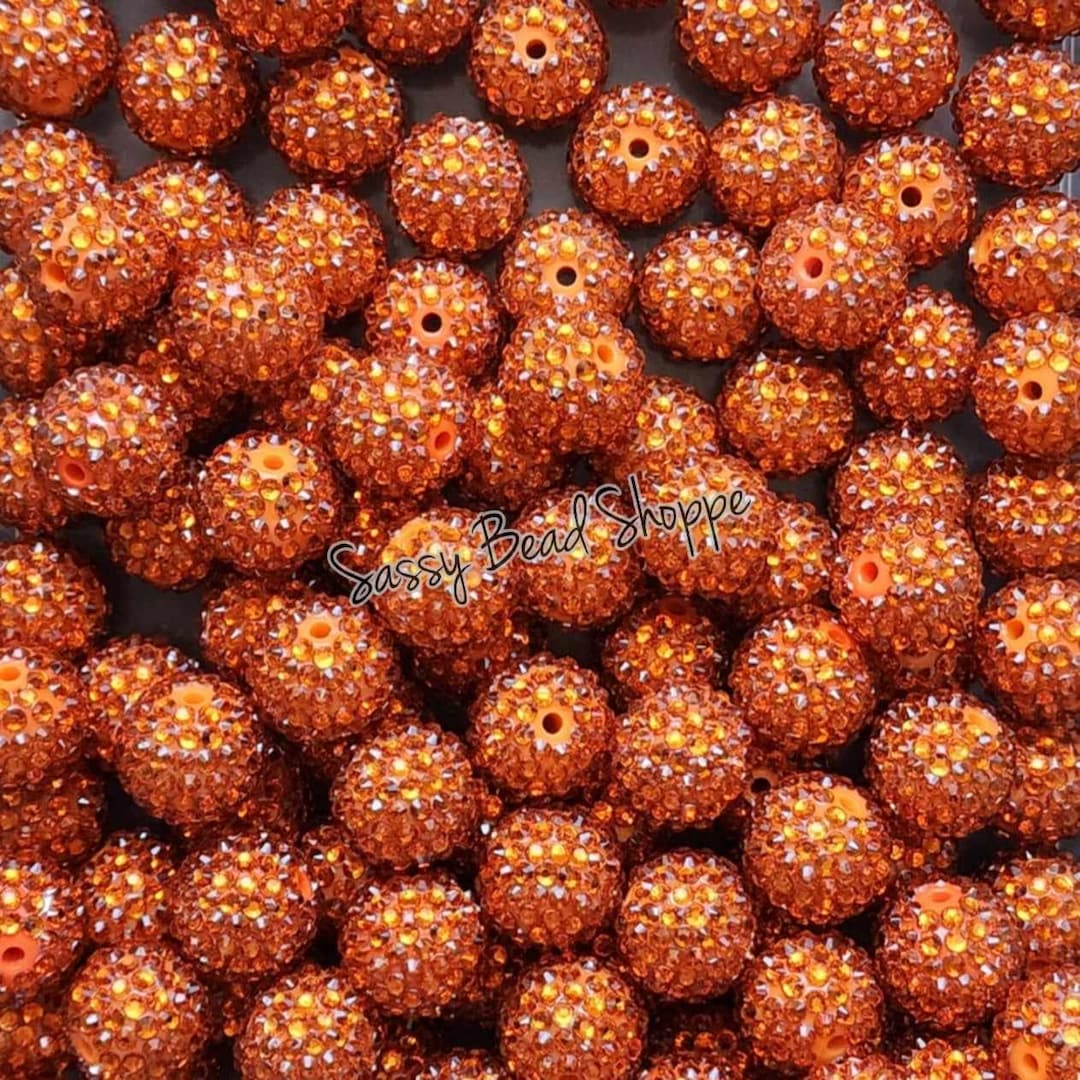 20MM Burnt Orange Rhinestone Chunky Bubblegum Beads, Acrylic Beads in ...