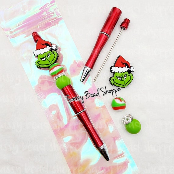 Grinchy Beadable Pen Kit, Grinch DIY Bubblegum Bead PLASTIC Pen