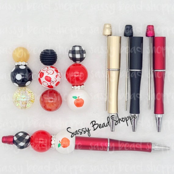 Back to School Beadable Pen Kit, Pencil DIY Bubblegum Bead PLASTIC Pen Kit,  Beadable Pens, Bubblegum Beads, Beaded Pens, Pen Beads, Focal 