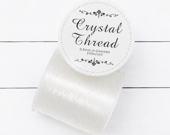 Clear Elastic Beading Cord, 0.8mm, 100 Meter Roll