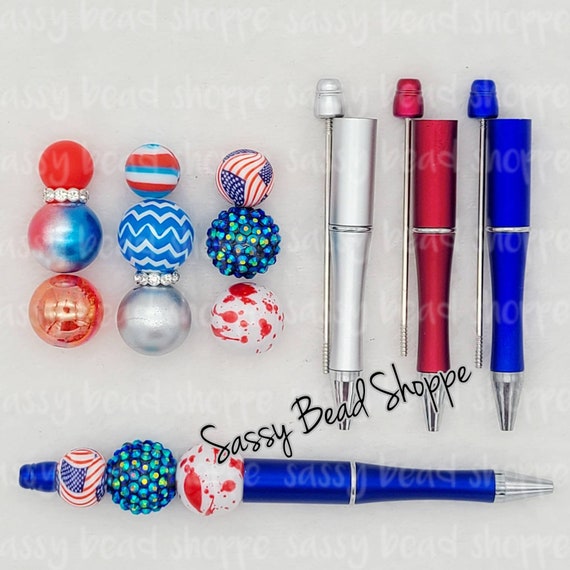 Proud to Be DIY Bubblegum Bead PLASTIC Pen Kit, DIY Pens, Bubblegum Pens,  20mm Bubblegum Beads, Beadable Pen Topper, Pens Bulk, Pens Blank 
