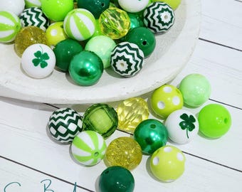 Shake Your Shamrock 20mm Acrylic Beads Set of 24, Craft Bead Mix for Pens, Wristlet, Keychain, Cookie Scribes, Necklace, DIY Jewelry Project