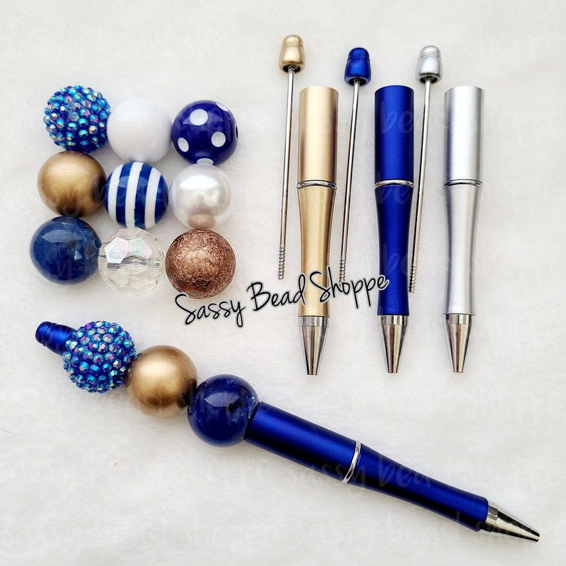 DIY Beadable Pens Kit Royal Blue Bubblegum Bead Pen Kit 20mm | Etsy