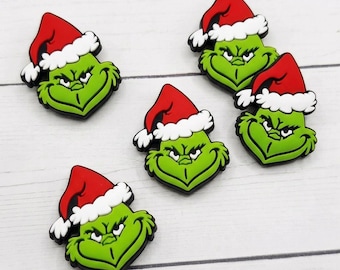 Green Guy Santa Hat Silicone Focal Bead, 29x21mm, 1–3 Count
