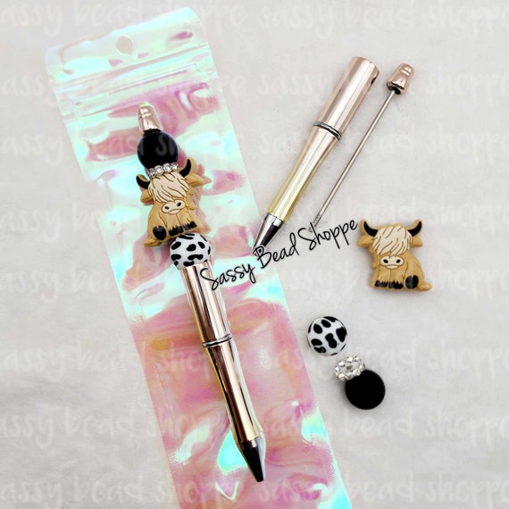 Farm Life Beadable Pen Kit, Highland Cow DIY Bubblegum Bead