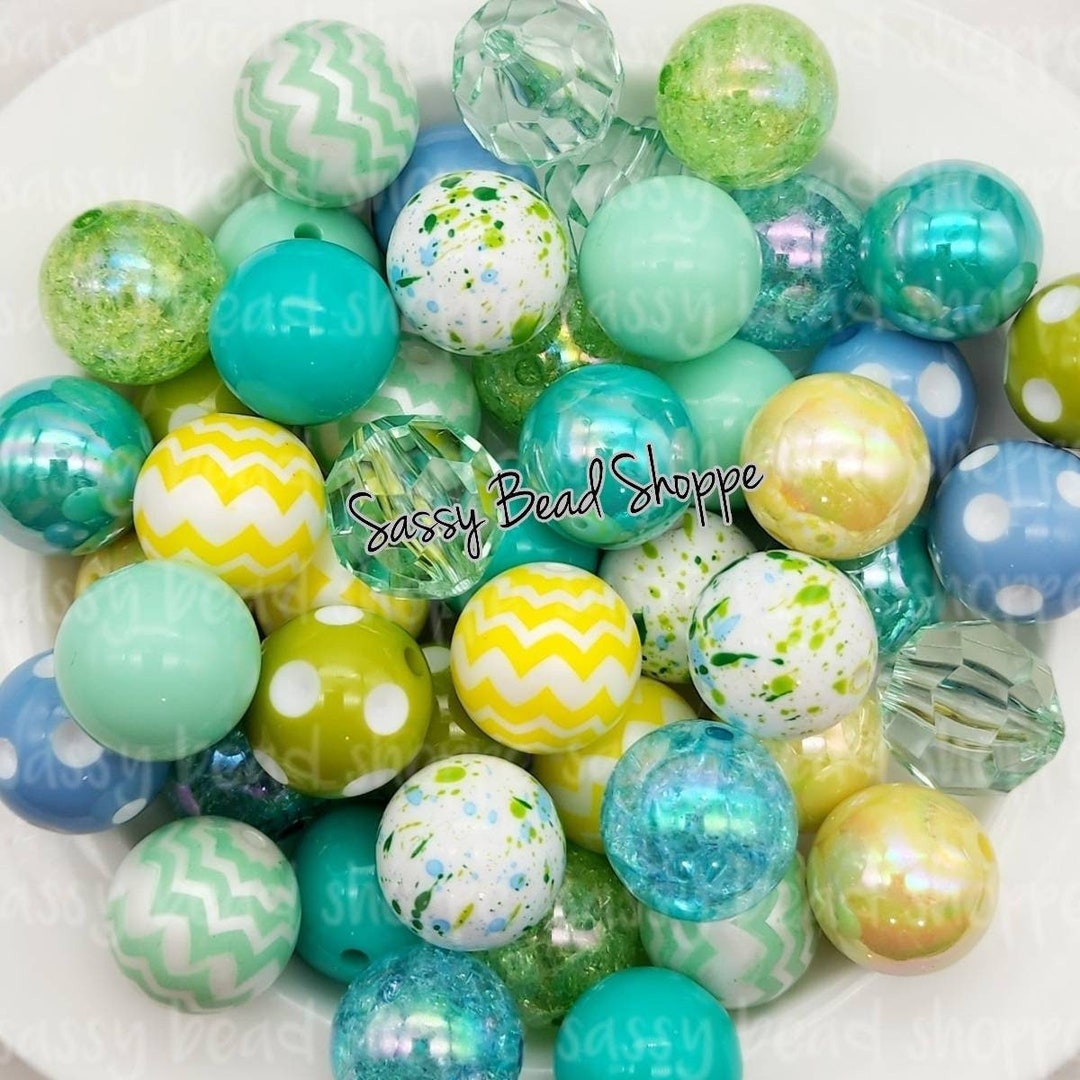 Citrus Explosion 20mm Bubblegum Beads Set of 24, M&M Bubbles, Bubble