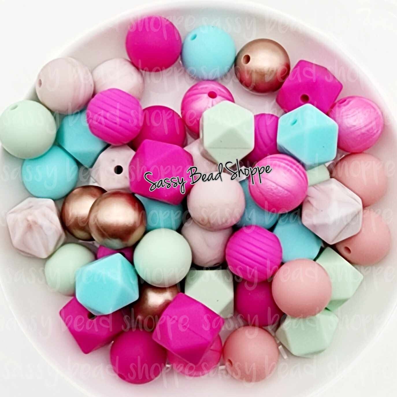 Spring Fever Silicone Bead Mix, Set of 24, Bulk Mix of Silicone Beads,  Silicone Beads, Beaded Pens, Keychain, Beads for Pens, Pen Beads 