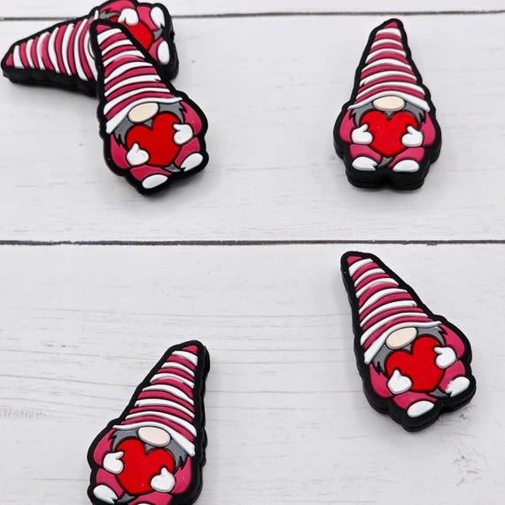 Heart Gnome Silcone Beads, Silicone Gnome Beads, Heart Silicone Beads, Focal Bead, Silicone Focal Beads, Gnome Focal Bead