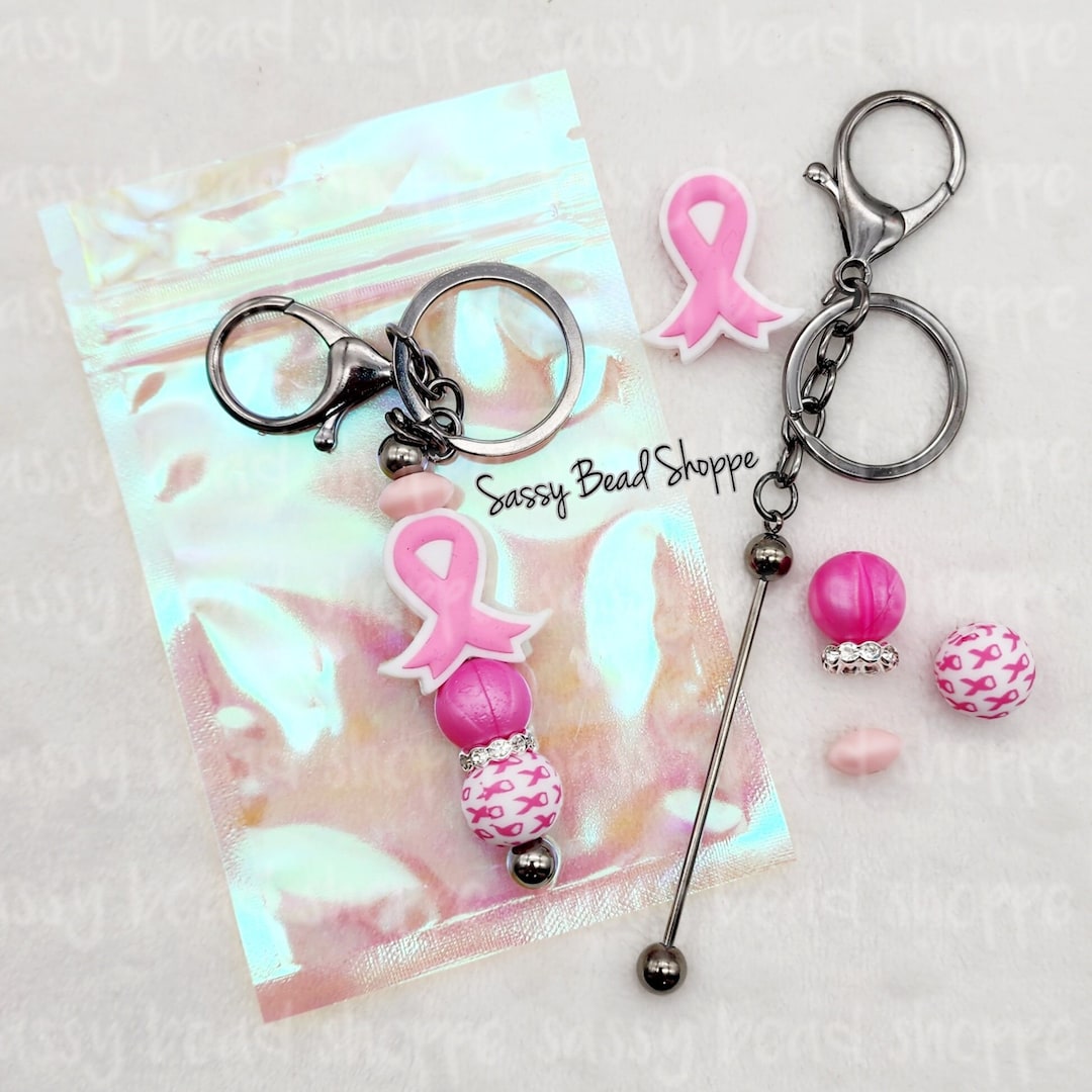 Fight Like A Girl Keychain Kit, Breast Cancer Awareness Beadable Key ...