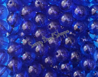 Blue Clear 20mm Acrylic Beads – Chunky Bubblegum Beads for DIY Jewelry, Bracelets, Necklaces, Pens, Keychains, Scribes