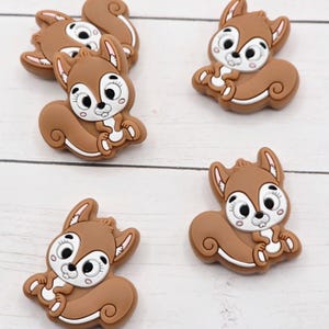 Brown Squirrel Silicone Beads, Squirrel Silicone Pendant, Squirrel Shaped Silicone Beads, Focal Beads, Wholesale Silicone, Squirrel Beads