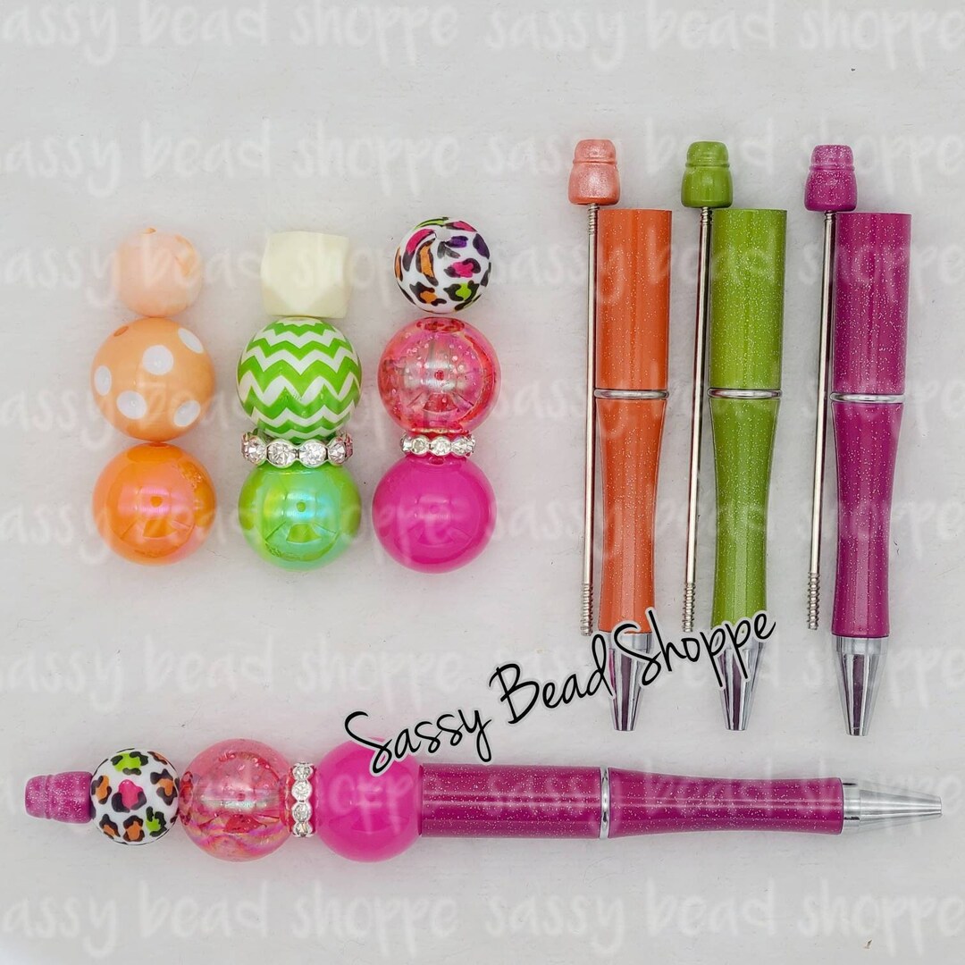 Summer Fun DIY Bubblegum Bead PLASTIC Pen Kit, Beadable Pens Chunky
