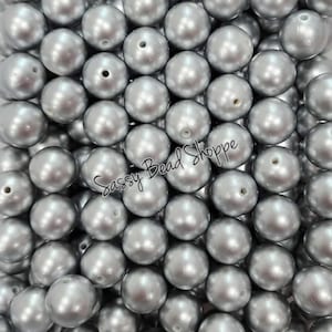 Silver Metallic Chunky 20mm Acrylic Beads – Round Bubblegum Beads for Jewelry Making, DIY Pens, Car Charms, Braceletss