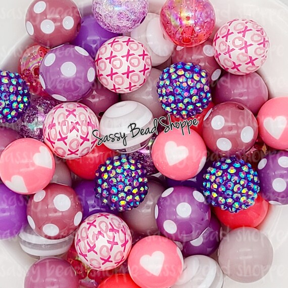 Sweetheart 20mm Bubblegum Beads Set of 24 M M Bubbles Purple