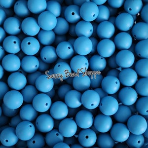 15mm Sea Blue Silicone Beads, Silicone Beads, Wholesale Silicone Beads, Round Loose Beads,