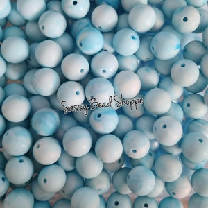 15mm Blue Marble Silicone Beads, Swirl Silicone Beads, Wholesale Silicone Beads, Round Loose Beads,