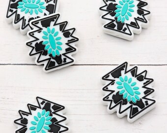 Aztec Gem Silicone Focal Beads, 26x27mm, 1-3 Count