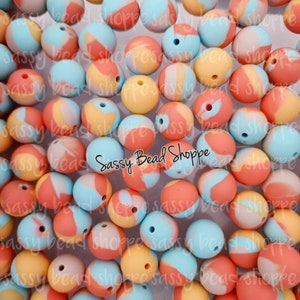 15mm Sorbet Silicone Beads, Tie Dye Silicone Beads, Wholesale Silicone Beads, Round Loose Beads,