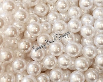 White Pearl 20mm Acrylic Beads, 5 or 10 Count