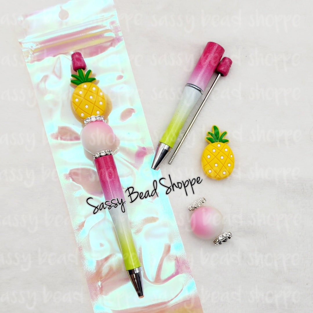 Summer Vibes Beadable Pen Kit, Pineapple DIY Craft PLASTIC Pen Kit