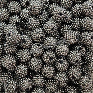 Gray Rhinestone 20mm Bubblegum Beads – Chunky Acrylic Beads for DIY Bracelets, Necklaces, Keychains, Pens, Cookie Scribes