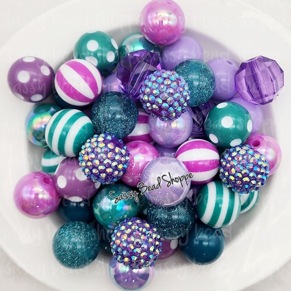 Pink & Black Christmas Gumball Beads - 21 Pink & Black Christmas Gumball Beads - 21