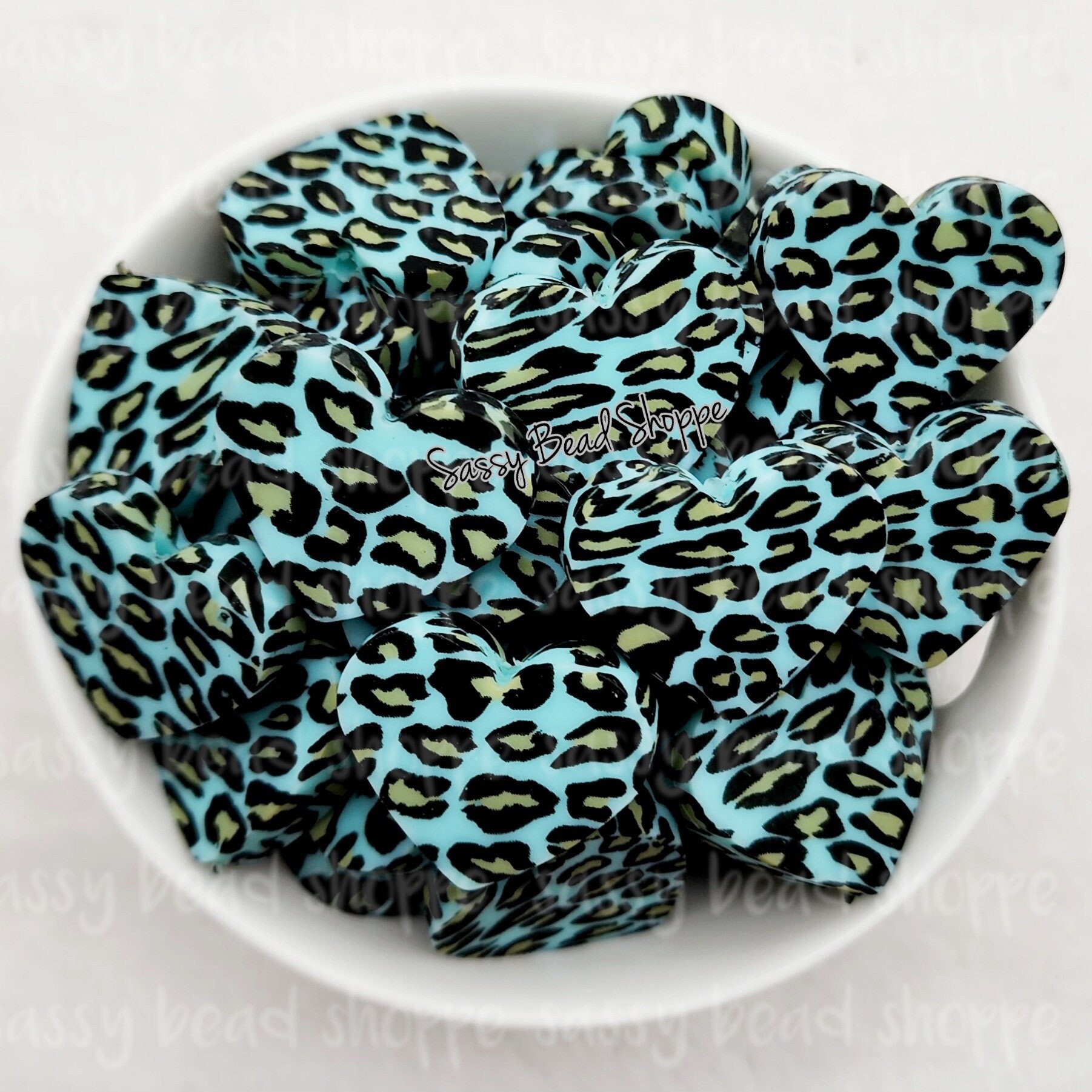 Love Struck Silicone Bead Mix, Set of 24, Hearts, Leopard, Bulk