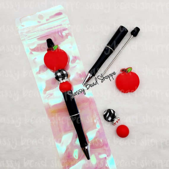 Teacher Life Beadable Pen Kit, Apple DIY Bubblegum Bead PLASTIC Pen Kit,  Beadable Pens, Bubblegum Beads, Beaded Pens, Pen Beads, Focal Beads