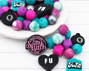 With Love 15mm Silicone Bead Mix Set of 28 ~ Beads for Pens & Crafts