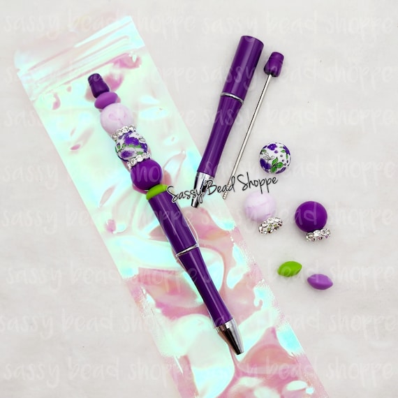 Violet Vineyard Beadable Pen Kit, DIY Bubblegum Bead PLASTIC Pen