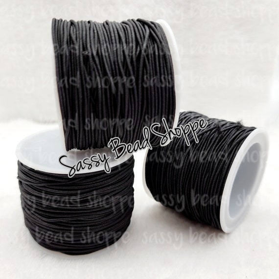 20 Yards Black Elastic String 1mm, Elastic Cord, Stretch Cord