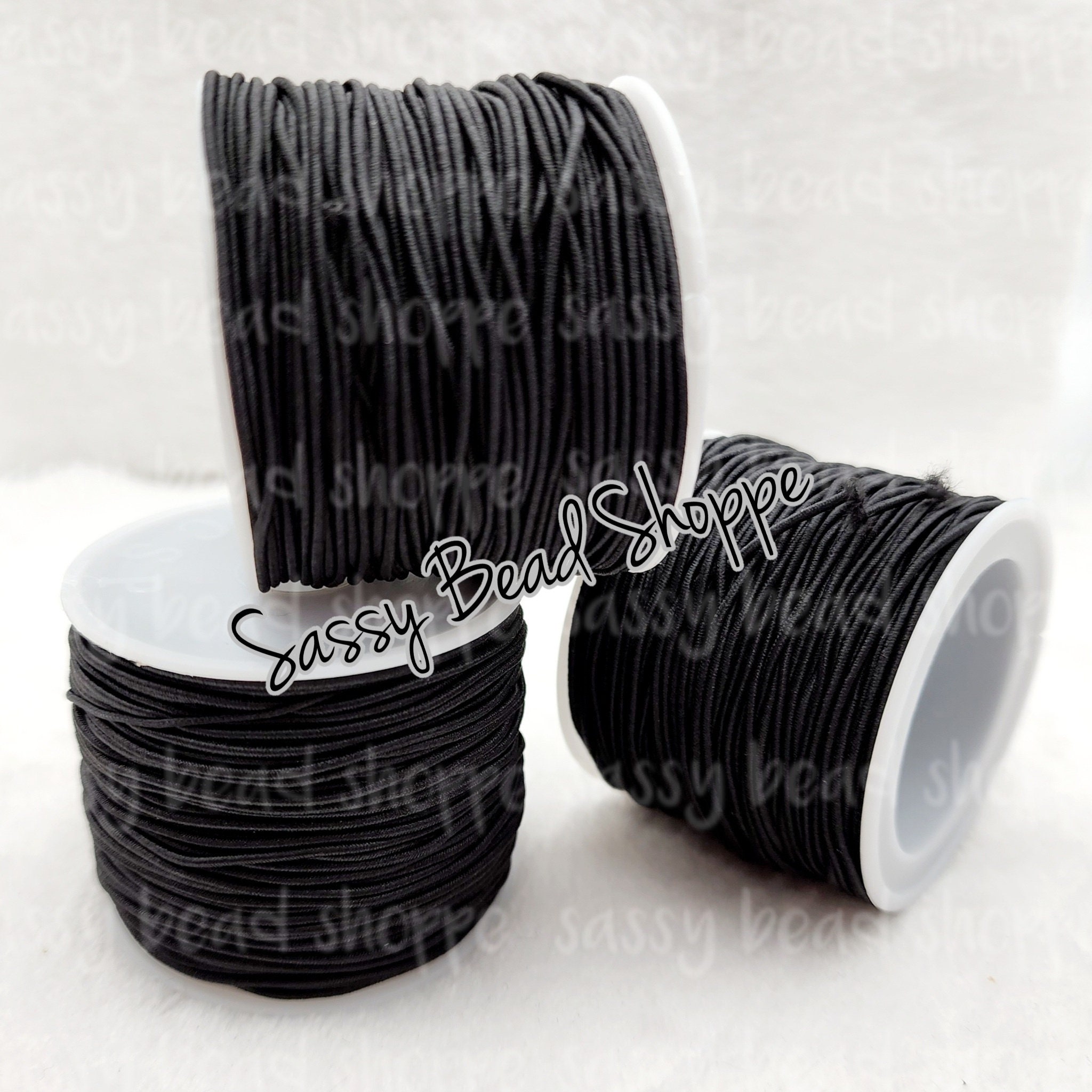 Round Stretch Cord, Black, 1 mm x 100 yd